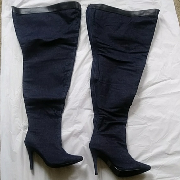 Ashley Stewart Denim Boots 